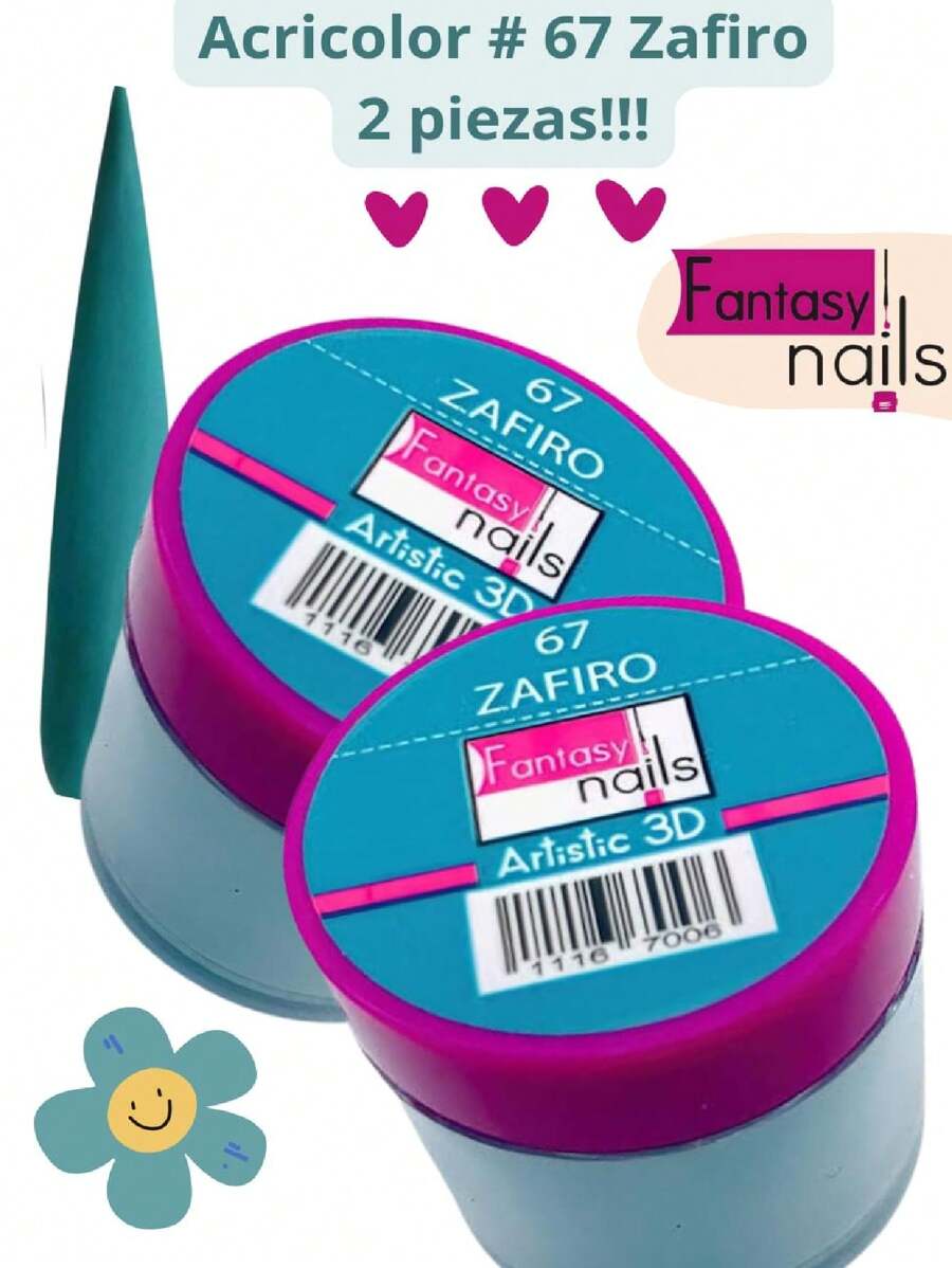 2 Piezas #67 Zafiro Acrilico Acricolor 3D para uñas Manicura  8 gramos- Fantasy Nails. - verde menta - Ver 1