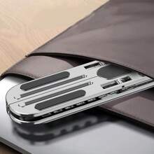 1pc Portable Home Office Tablet Table Stand, Adjustable Height Laptop Stand Aluminum Laptop Stand - Black - View 5