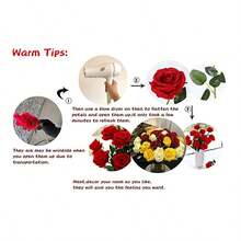 5入組人工絲玫瑰花束長茎,適用於家居婚禮裝飾情人節派對（送給女友的禮物） - 紅色 - 查看 9