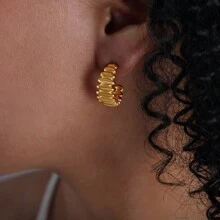 1pair Simple And Fashionable Geometric Asymmetric Ladies' Earrings/Ear Studs, Perfect For European And American-Style Cross-Border Holiday Parties - Geometric Earrings - View 6