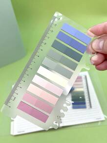 莫兰迪色活页索引标签，宠物材料彩色便签，适用于学生，不对称便签，1 张卡片 - 彩色 - 查看 1