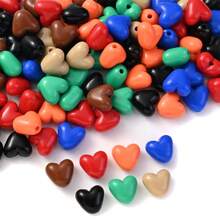 100入組亮光塑膠可愛夾層愛心珠子,直徑10mm,帶有2mm孔洞,淡粉色珠子心形,製作情人節珠寶首飾 - Heart - 查看 10