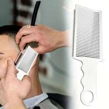 1把專業男士理髮扁平推剪梳,專業理髮沙龍美髮師特殊水平刮邊梳,男性精確定位梳,家庭實用方便工具 - 白色 - 查看 9