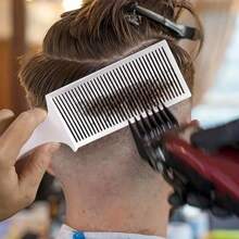 1把專業男士理髮扁平推剪梳,專業理髮沙龍美髮師特殊水平刮邊梳,男性精確定位梳,家庭實用方便工具 - 白色 - 查看 5
