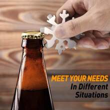 18 合 1 多功能不鏽鋼雪花工具,附開瓶器、平頭十字螺絲起子組、扳手。男士的完美禮物,適合爺爺/爸爸/兒子,理想的戶外露營工具,獨特的禮物 - 銀色 - 查看 4