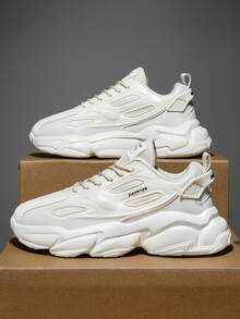 新款春秋时尚港风运动休闲鞋舒适耐磨男士纯色百搭软鞋 - 米色 - 查看 3