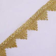 ZNZAKKA 2 碼金屬編織蕾絲絲帶金色蕾絲裝飾用於縫紉工藝品家居裝飾禮品包裝 - 金色 - 查看 1