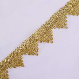 ZNZAKKA 2 碼金屬編織蕾絲絲帶金色蕾絲裝飾用於縫紉工藝品家居裝飾禮品包裝