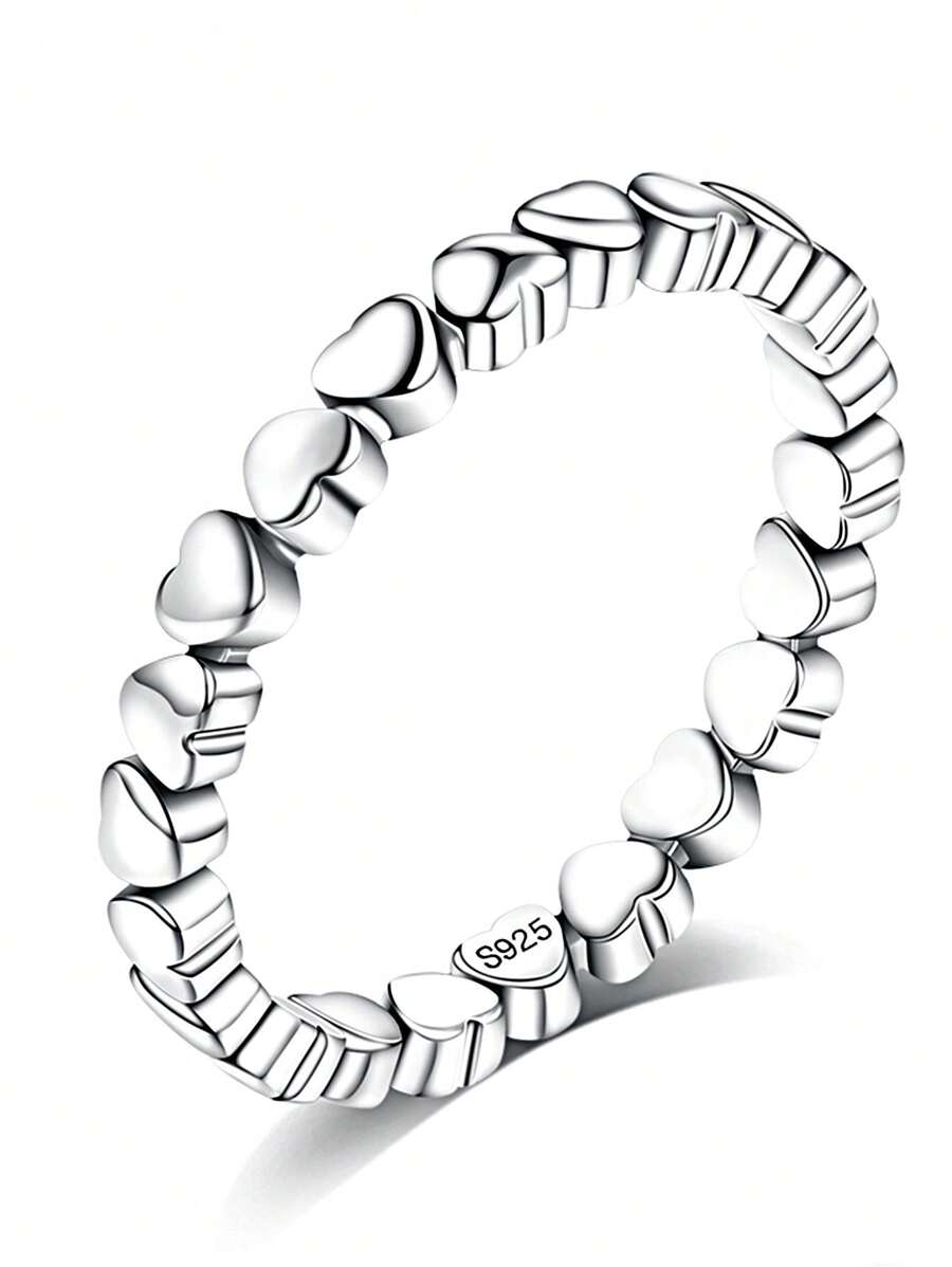 S925 Sterling Silver Memorial Ring With Heart Shaped Charm, Suitable ...