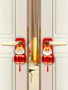 2pcs/Set Lucky Dragon Door Handle Decorations For Chinese New Year, Moving Into A New Home, New Year Decor, Cartoon Pendant For Spring Festival Decorations And Festive Supplies - Multicolor - View 10
