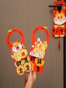 2pcs/Set Lucky Dragon Door Handle Decorations For Chinese New Year, Moving Into A New Home, New Year Decor, Cartoon Pendant For Spring Festival Decorations And Festive Supplies - Multicolor - View 2