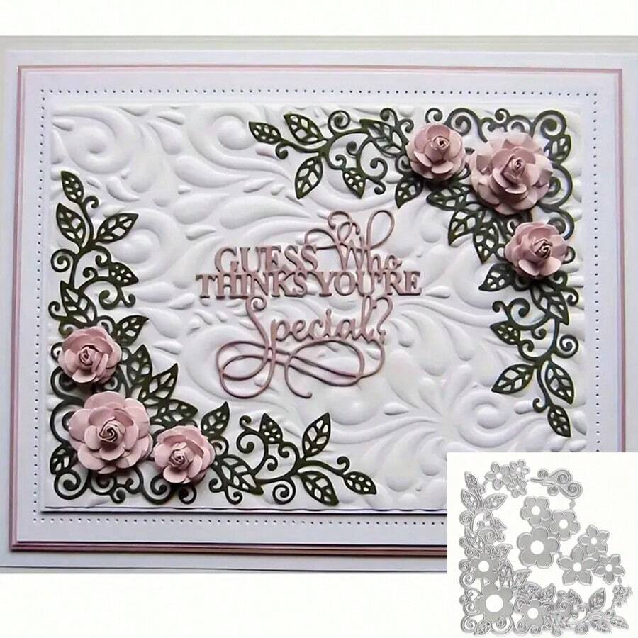 1 個小紅花花束金屬碳鋼紙藝術壓花切割模具,diy 切割和黏貼薄專輯藝術裝飾壓花工具 - 銀色 - 查看 1