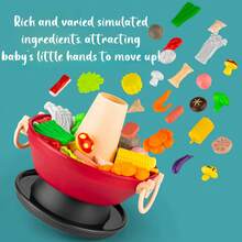 1入兒童模擬廚房套裝,教育性海鮮、水果、蔬菜、火鍋食物親子互動玩具,男女適用 - 彩色 - 查看 3