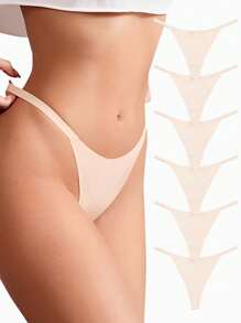 6pcs Comfortable And Breathable Seamless T-Back Sexy G-Strings - Khaki - View 6
