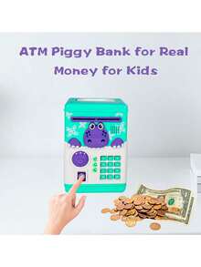 Valentine's Day Ealing Piggy Bank For Boys Girls,Electronic Mini ATM With Digital Password Cash Coins Bills,Kids Safe Money Box,Christmas Birthday Gifts For Kids - 綠色 - 查看 5