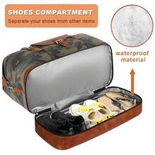 旅行週末前袋隨行袋女用隨身包 - 大容量週末包帶有乾濕分離防水鞋格化妝包,胸包單肩包,女士男士通用旅行攜行袋3入組,耐用行李包手提袋,迷彩綠色旅行袋,旅行袋,旅行套裝,旅行物品,旅行整理袋,旅行必備品,旅行配件 - 橄欖綠 - 查看 3