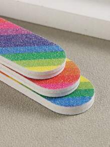 10入組彩虹雙面修甲砂輪,一次性迷你美甲銼條,打磨和拋光美甲保養工具 - 彩色 - 查看 3