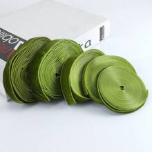 1pc 4.57m Long Olive Green Single-Sided Non-Elastic Colored Flocked Ribbon, Swan Flocked Ribbon, Flocking Satin Ribbon, Bowknot Diy Clothing (Length May Have Deviation Due To Manual Measurement)