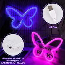 1pc 8.89x6.06in (Approx.22.6x15.4cm) Neon Sign Butterfly Usb/Battery Powered Pink Led Neon Light Wall Decor For Bedroom, Festival Valentine's Day Party Decoration, Birthday Decoration, Wedding Decoration, Home Decoration, Christmas Decoration