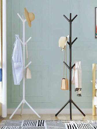 One Bedroom Freestanding Clothes And Hat Rack, Storage Stand For Clothes, Hats, Bags. Material: Stainless Steel + Plastic