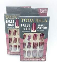 Press On Nails - Màu Đỏ Sâu - Xem 3