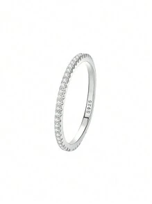 1 Peça Anel de Prata Esterlina S925, Jóia Banhada a Ouro Rosa com Cubic Zircônia em Estilo Minimalista para Mulheres, Acessório Elegante, de Verão, Exclusivo para Comércio Transfronteiriço, Fashion, Comemorativo, Presente Refinado