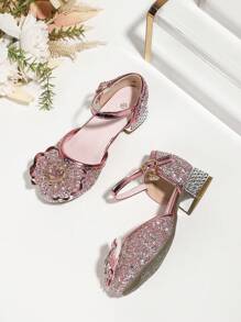 Girls' High Heel Sandals, Fashionable Crystal Dancing Shoes For Girls