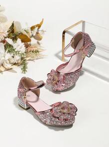 Girls' High Heel Sandals, Fashionable Crystal Dancing Shoes For Girls