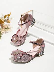 Girls' High Heel Sandals, Fashionable Crystal Dancing Shoes For Girls