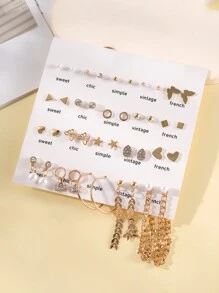 40 件心形、蝴蝶、珍珠和水钻装饰耳环套装，适合女士情人节、妈妈、母亲、母亲节、礼物