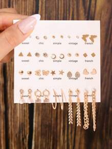 40 件心形、蝴蝶、珍珠和水钻装饰耳环套装，适合女士情人节、妈妈、母亲、母亲节、礼物