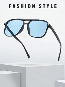 1 件装串珠双梁方形时尚眼镜装饰眼镜 - 黃色 - 查看 5