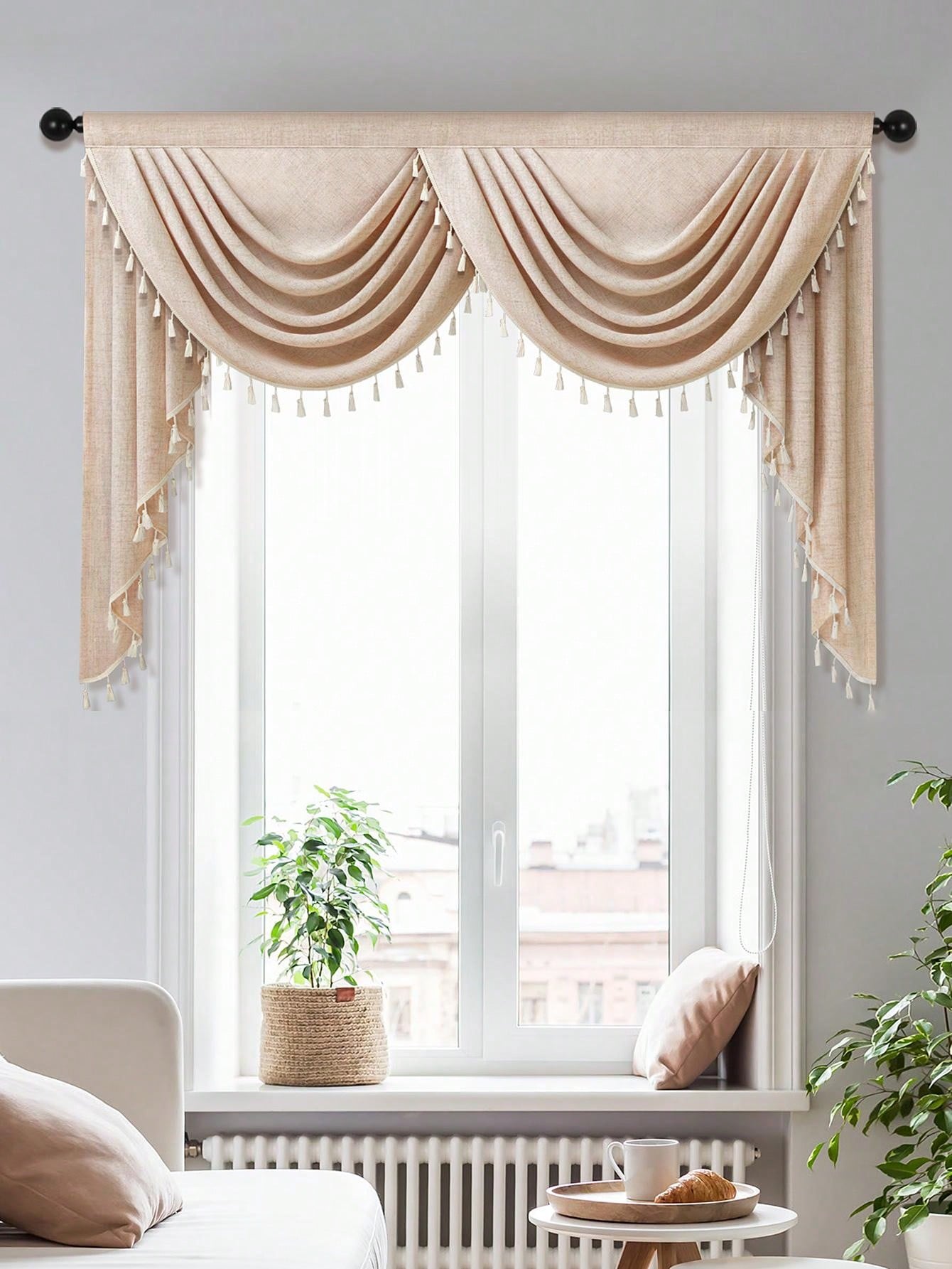 1-pieza-cortina-recogida-de-fibra-de-poli-ster-beige-con-ribete-de