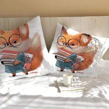 1入組45*45cm卡通狐狸動物紋理聚酯數碼印花裝飾枕套(不含枕芯),適用於客廳沙發 - 彩色 - 查看 2