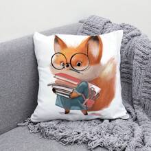 1入組45*45cm卡通狐狸動物紋理聚酯數碼印花裝飾枕套(不含枕芯),適用於客廳沙發 - 彩色 - 查看 4