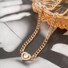 1入流行經典水晶浪漫心形吊墜項鍊,女士細簡領子飾品生日禮物 - 心形 - 查看 3