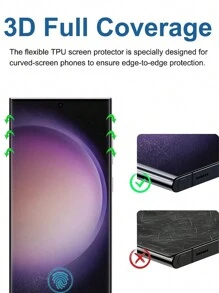 2 件 3D 曲面指纹解锁高清防刮屏幕保护膜，兼容三星//Honor/Vivo/Moto/Realme/OPPO/Infinix/// Pixel 生日礼物，家人，朋友钢化玻璃，手机屏幕保护膜，手机配件 - 無色 - 查看 5