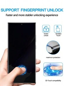 2 件 3D 曲面指纹解锁高清防刮屏幕保护膜，兼容三星//Honor/Vivo/Moto/Realme/OPPO/Infinix/// Pixel 生日礼物，家人，朋友钢化玻璃，手机屏幕保护膜，手机配件 - 無色 - 查看 2