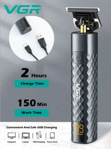 VGR 1 Có thể sạc lại 800mAh Kéo cắt tóc Máy cạo râu Tóc Tóc Sạc Usb Có thể mang đi - Màu xanh lá cây đậm - Xem 2