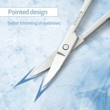 化妝工具組：修眉刀、鼻毛剪；不銹鋼;拱形設計更貼合眉形；乾淨、準確的切割；握感舒適；防鏽;橢圓形倒角握持舒適；使用簡單方便 - 銀色 - 查看 7