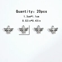 20 件合金金屬材質可愛小蜜蜂首飾吊墜製作手鍊項鍊配件 Diy 手工藝品 - 銀色 - 查看 3