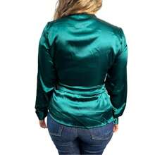Fashionable Green Satin Blouse - Green - View 4
