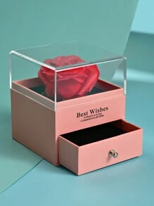 1入組多色時尚人工玫瑰花禮盒,適用於情人節、情侶和珠寶包裝 - 粉色 - 查看 8