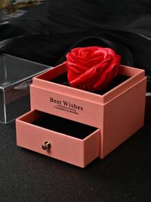 1入組多色時尚人工玫瑰花禮盒,適用於情人節、情侶和珠寶包裝 - 粉色 - 查看 6
