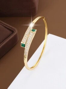 1件装 个性化斜面切割设计 时尚铜手镯 女士款 - 彩色 - 查看 17