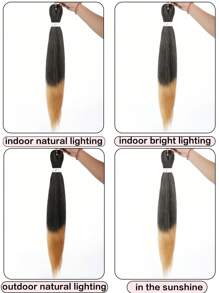 编织头发预拉伸 26 英寸假发，适用于非洲钩针编织辫子，合成假发 DIY 粉色桃红黄棕紫灰黑色大辫子 - 彩色 - 查看 6