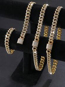 1pc European And American Miami Fashion Hip-Hop 12mm Bracelet Men'S Street Necklace Sweater Chain Multiple Sizes - Yellow Gold - View 12