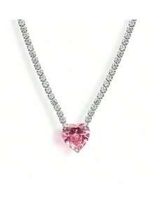 鈦鋼網球水鑽項鍊搭配祖母綠水鑽頸鍊短鏈,簡約奢華風格,不褪色鎖骨鏈 - 杏色 - 查看 9