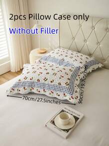 1對櫻桃和格子圖案枕套不附帶枕芯 - 彩色 - 查看 2