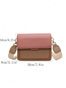 双肩带链条时尚宽肩带休闲时尚小方包复古单肩斜挎包 - 粉色 - 查看 4